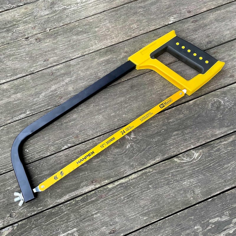 Hanpex 12inch High-Tension Hacksaw Frame with 24 TPI Bi-metal Blade, Hand Saw Suitable for Metal, wood, PVC, Carpentry - Image 5